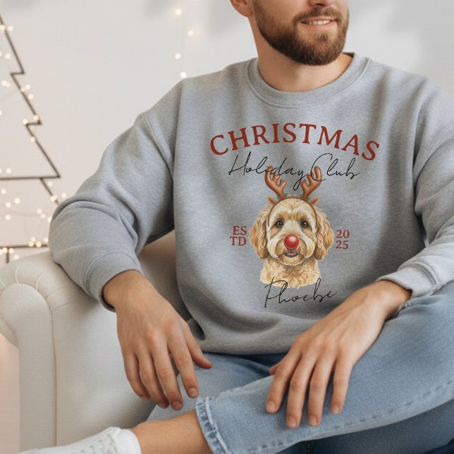 Sudadera Personalizado Raza de Perro Navidades Holiday Club (Elevate your holiday shopping apparel with this Custom Dog Breed Christmas Holiday Club sweatshirt! )