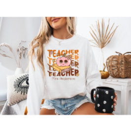 Sudadera Personalizado Retro Cae Maestra-Calabaza y Libros 