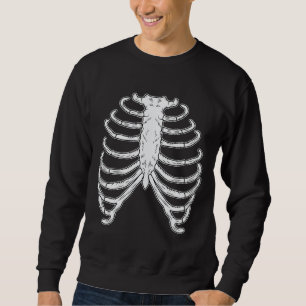 Sudadera Personalizado Rib Cage Bones Halloween Negro Y Bla
