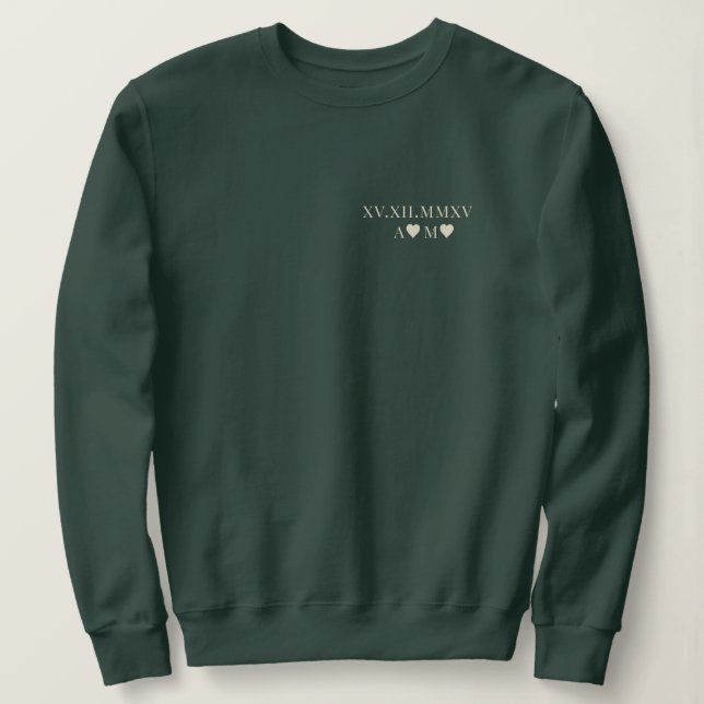 Sudadera Personalizado Romano Numeral Fecha Aniversario Ver (Anverso del diseño)