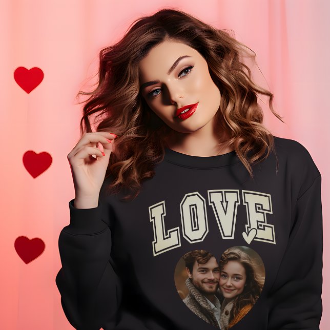 Sudadera Personalizado romántica Valentine Heart Photo muje (Romantic Custom Valentine Heart Photo womens Sweatshirt)