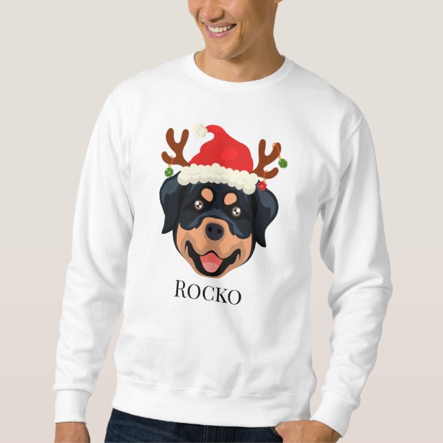 Sudadera Personalizado Rottweiler Santa hat personalizado (Anverso)