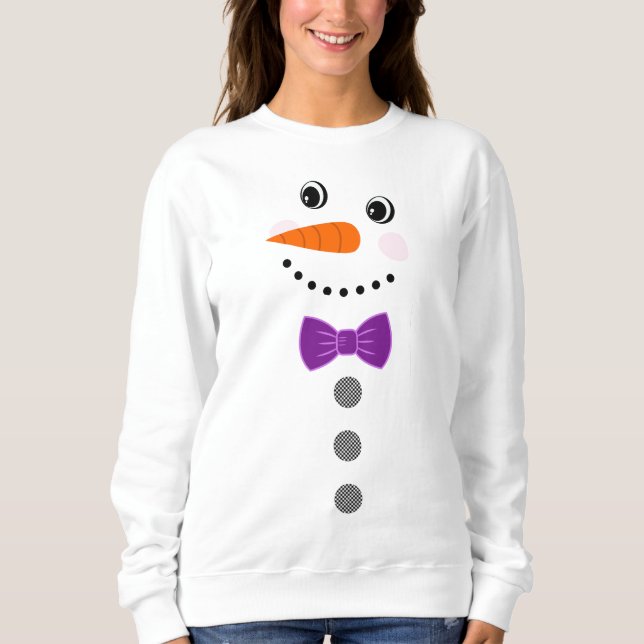 Sudadera Personalizado Snowman Morple Bowtie Botones de búf (Anverso)