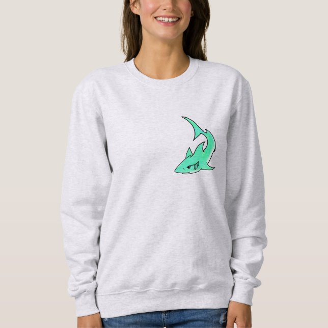 Sudadera personalizado sonriente menta de tiburón azul verd (Anverso)