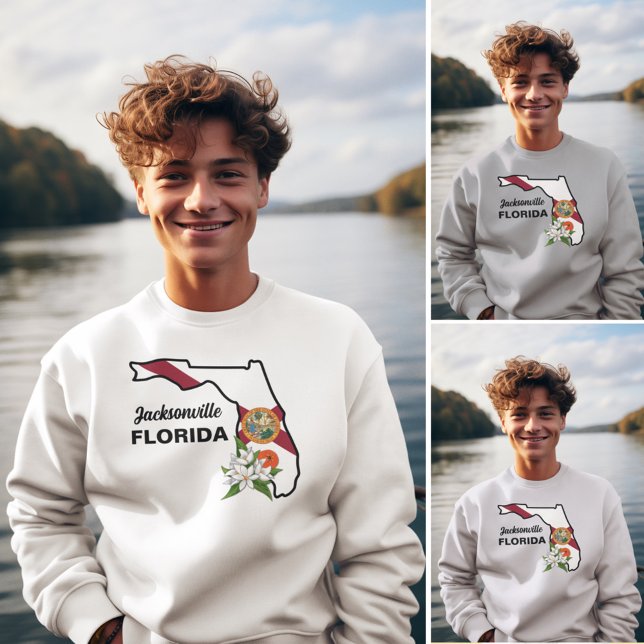 Sudadera Personalizado Texto Bandera de Florida y Flor Nara (Subido por el creador)