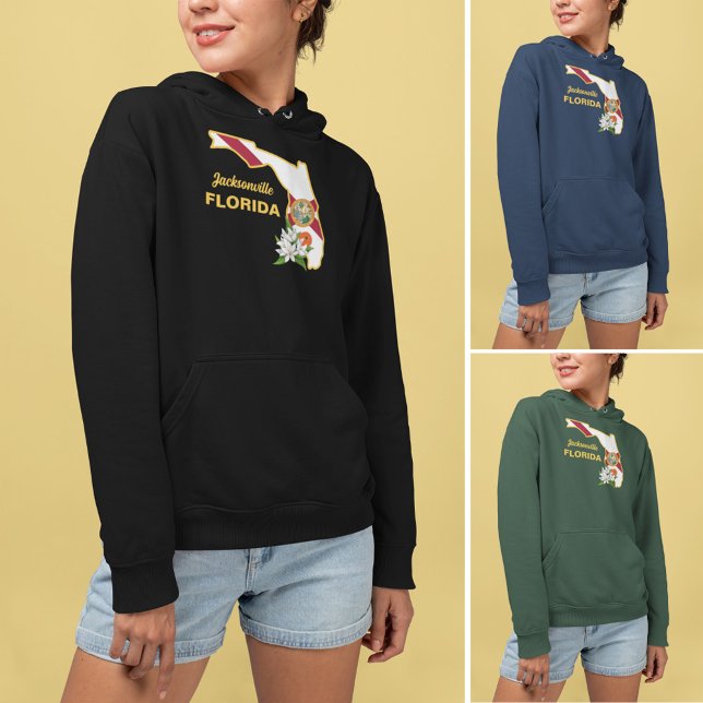 Sudadera Personalizado Texto Bandera de Florida y Flor Nara (Subido por el creador)