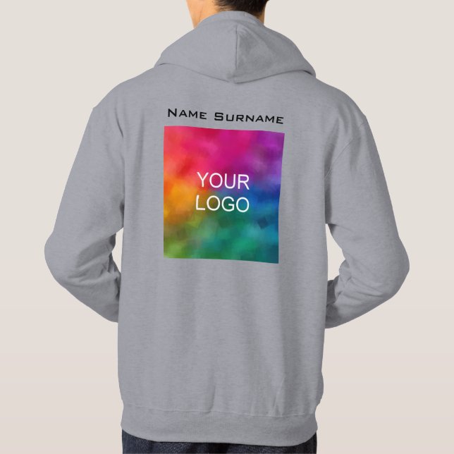 Sudadera Personalizar Back Design Logo de negocios Gris mas (Reverso)