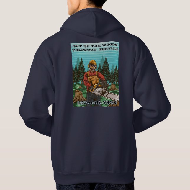 Sudadera Personalizar Promoción Comercial de Ventas de Leña (Reverso)