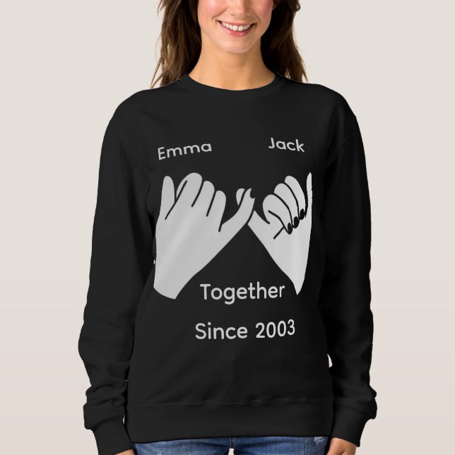 Sudadera Personalized couple with custom names and year (Anverso)