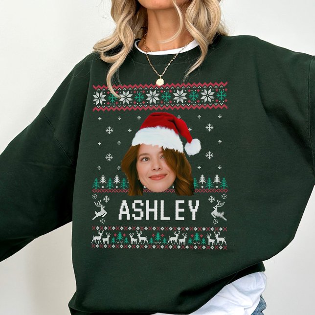 Sudadera Personalized Funny Face Photo with Santa Hat Ugly (Subido por el creador)