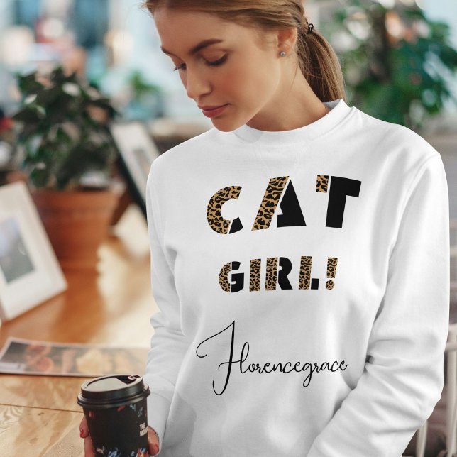 Sudadera Personalized Leopard Stylish Wild Cat Girl White (Subido por el creador)