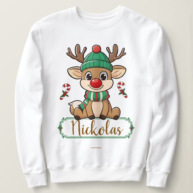 Sudadera Personalized Little Rudolf Christmas Sweatshirt (Anverso del diseño)