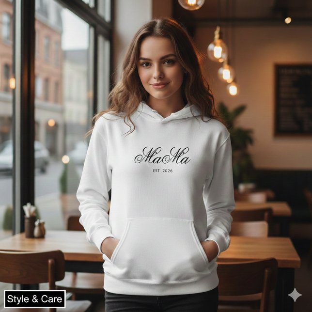 Sudadera Personalized Mama Est Stylish Comfort Wear Hoodie (Personalized Mama Est Stylish Comfort Wear Hoodie)