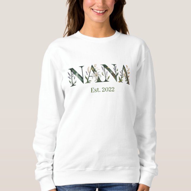 Sudadera Personalized Nana Est Year Floral Grandmother Gift (Anverso)