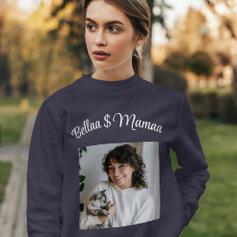 Sudadera Personalized Pet Lover Photo Script Name Cat Mom