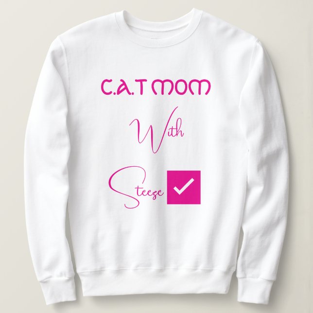 Sudadera Personalized Pet Lover Pink Script Funny Cat Mom (Anverso del diseño)