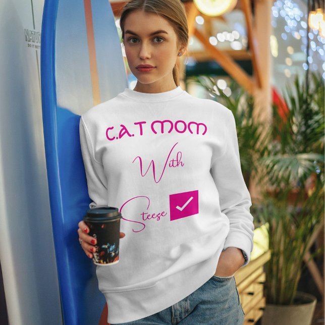 Sudadera Personalized Pet Lover Pink Script Funny Cat Mom (Subido por el creador)