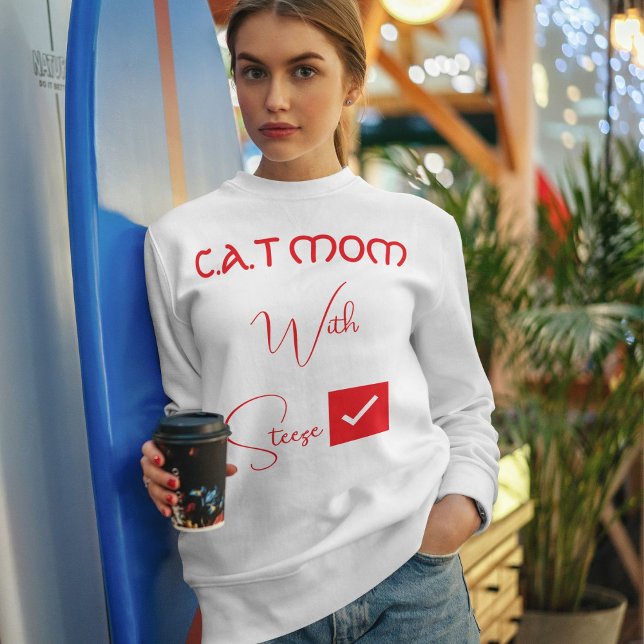 Sudadera Personalized Pet Lover Red Script Funny Cat Mom (Subido por el creador)