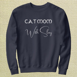 Sudadera Personalized Pet Lover Script Cat Mom Navy Blue