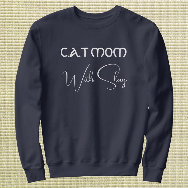 Sudadera Personalized Pet Lover Script Cat Mom Navy Blue (Subido por el creador)