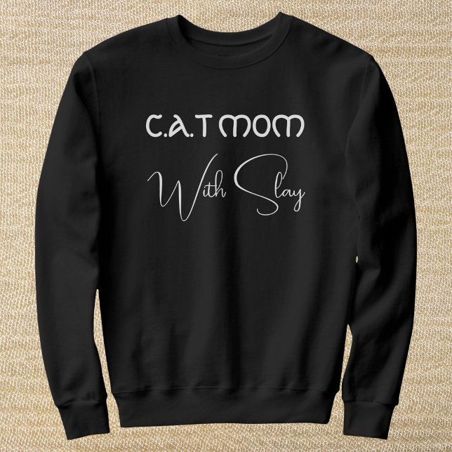 Sudadera Personalized Pet Lover White Script Cat Mom Black (Subido por el creador)