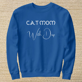 Sudadera Personalized Pet Lover White Script Cat Mom Blue