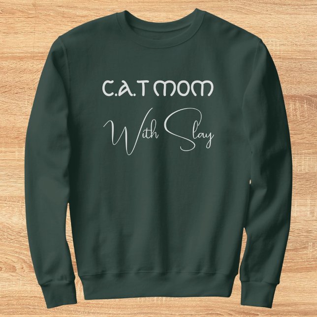 Sudadera Personalized Pet Lover White Script Cat Mom Green (Subido por el creador)