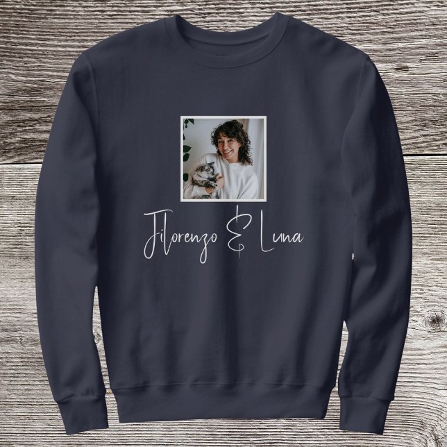 Sudadera Personalized Pet Lovers Photo Script Name Cat Mom (Subido por el creador)