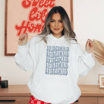 Sudadera Personalized Retro Boho Dusty Blue Bachelorette<br><div class="desc">Are you looking for a fun and unique way to celebrate your bachelorette party? Look no further than the dusty blue bridesmaid personalized custom bachelorette bridal party hoodie sweatshirt! This hoodie is perfect for any girl planning her big day. The bachelorette party outfit will stand out from the rest and...</div>