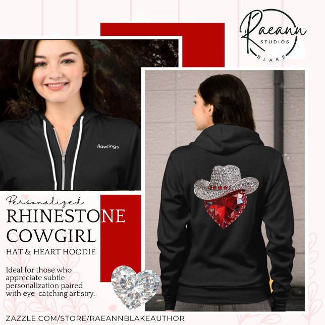 Sudadera Personalized Rhinestone Cowgirl Hat & Heart Hoodie (Subido por el creador)
