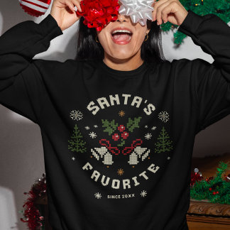 Sudadera Personalized “Santa’s Favorite” Faux Knit