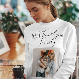 Sudadera Personalized Script Name Cat Mom Pet Family Photo