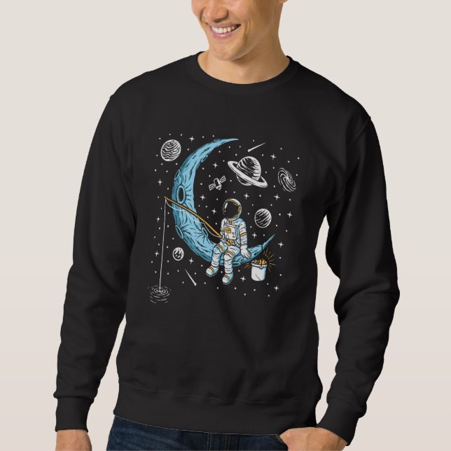 Sudadera Pesca Astronauta En La Luna En El Espacio (Anverso)