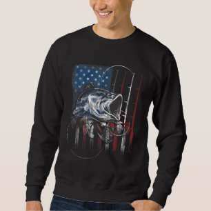 Sudadera Pesca Bandera Americana Vintage USA Bass Fisherman