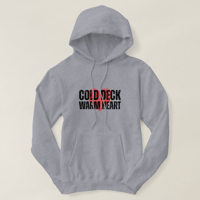 Sudadera Pesca con Baraja Fría, Corazón Caliente (Diseño del anverso)
