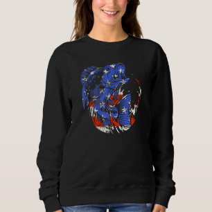 Sudadera Pesca De Bass Pescado Bandera Estadounidense 4 De 