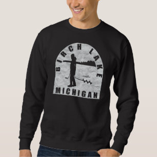 Sudadera Pesca de hielo en el lago Birch Michigan