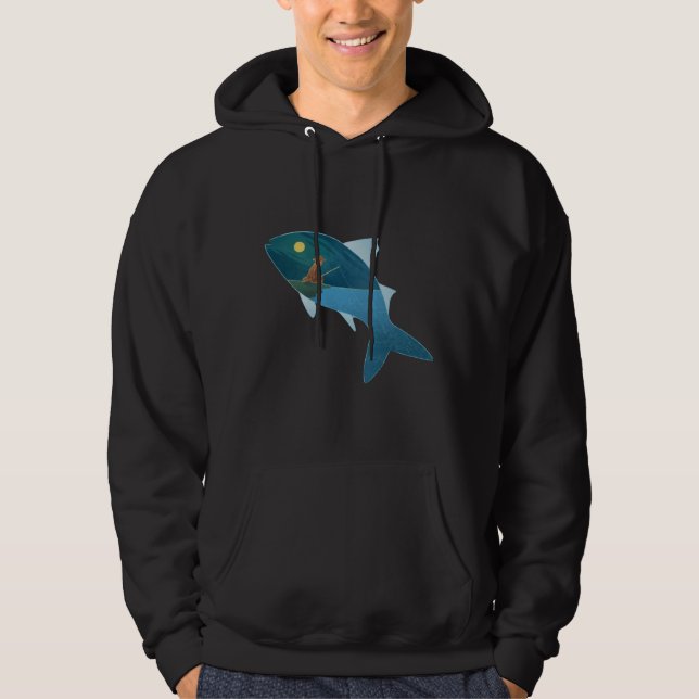 Sudadera Pesca De La Luna De Pescado En El Mar (Anverso)