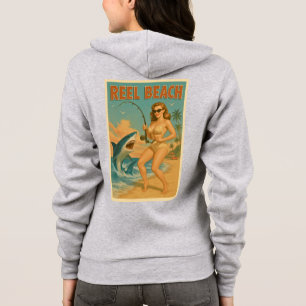 Sudadera Pesca de Tiburones en la Playa de Cine Pin-Up Retr