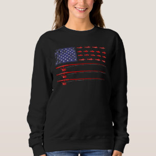 Sudadera Pesca de vintage con bandera norteamericana