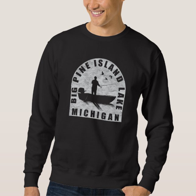 Sudadera Pesca en lago de la isla Big Pine Michigan (Anverso)