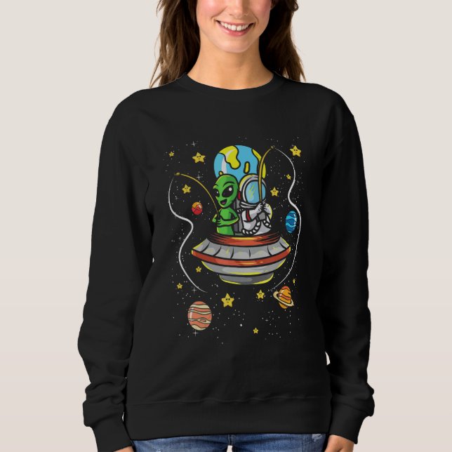 Sudadera Pesca Extranjera Y Astronauta En Estrellas De Nave (Anverso)