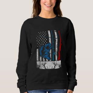Sudadera Pesca retro y caza de peces de la bandera estadoun