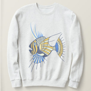 Sudadera Pescado acuático amarillo azul tropical