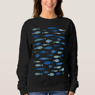 Sudadera Pescado Azul Moderno del Siglo Mcm Medio Mod