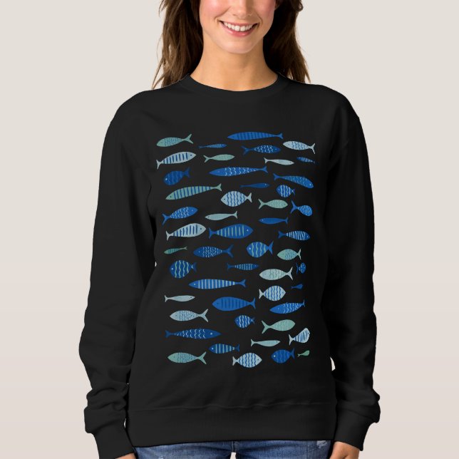 Sudadera Pescado Azul Moderno del Siglo Mcm Medio Mod (Anverso)