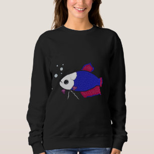 Sudadera Pescado Betta Azul Y Rosa
