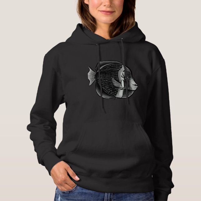 Sudadera Pescado Con Anclajes De Tinta Digital Negra Y Blan (Anverso)