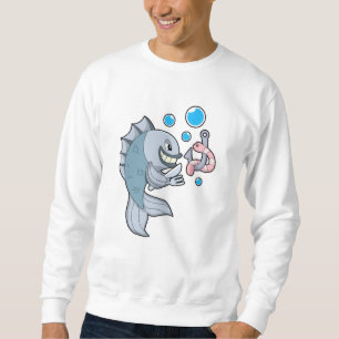 Sudadera Pescado con anzuelo y gusano de pescado