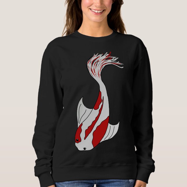 Sudadera Pescado De Koi Rojo Y Blanco (Anverso)